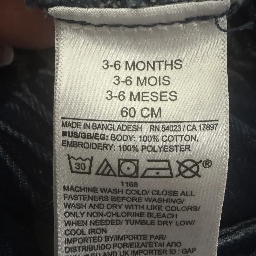 Baby Gap x Disney Denim Overalls 3-6M Mickey Friends Embroidered Dark Wash
